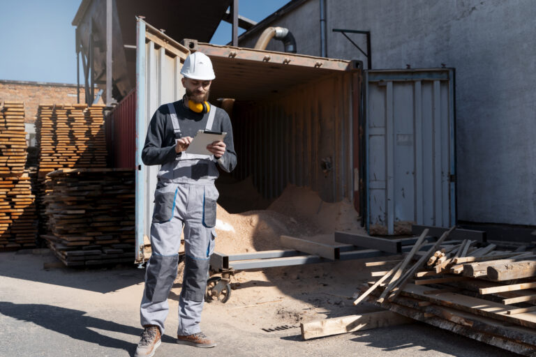 man working mdf boards warehouse